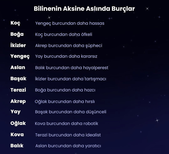Burcuna göre aksine bilinen şey nedir 😄?