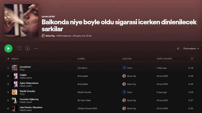 Playlist isimlerinden hangisi komik ve yaratıcı?