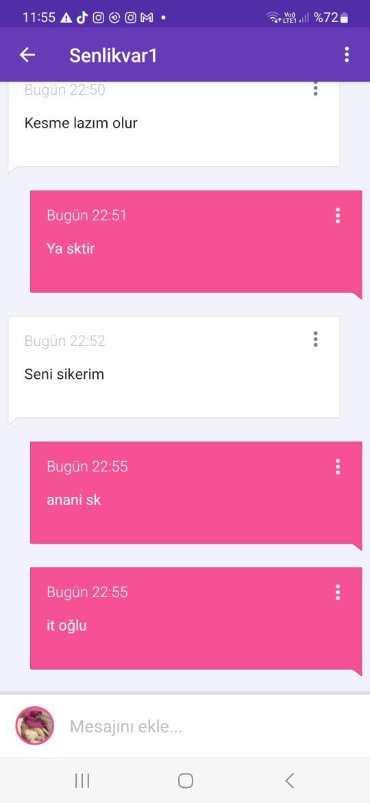 Ya kafayı yiyecem bu insan bana mesaj atıp nasıl böyle küfür edebilir?