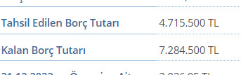 Toplam borcunuz ne kadardır?