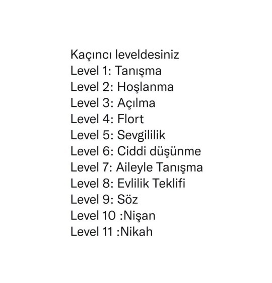 Ilişkide hangi seviyedesiniz?