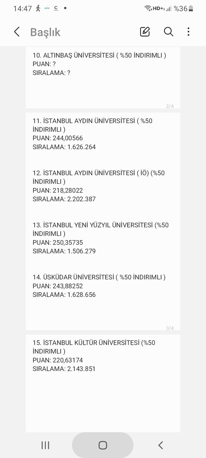 Sizce hangi tercihimin gelme ihtimali daha yüksek?
