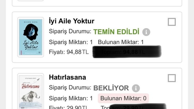 Kitap yurdundan kitap sipariş ettim bulunan miktar sıfır diyor gelmeyecek mi kitap yani?