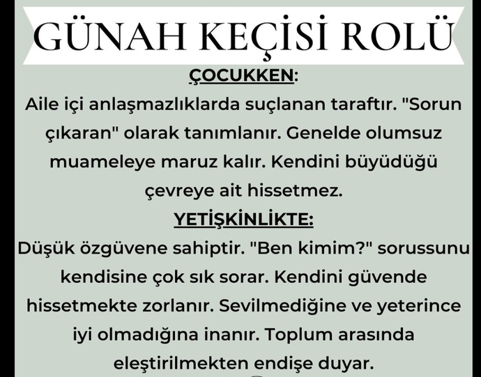 Çocukluğunuzda üstlendiğiniz rolleri yetişkinlik döneminde de devam ettiğinizi varsayarsak bu rollerden hangisi size hitap ediyor?