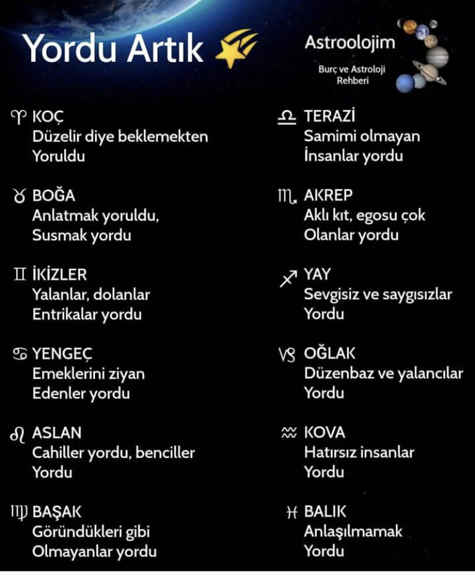 Burçları ne yordu 😦?