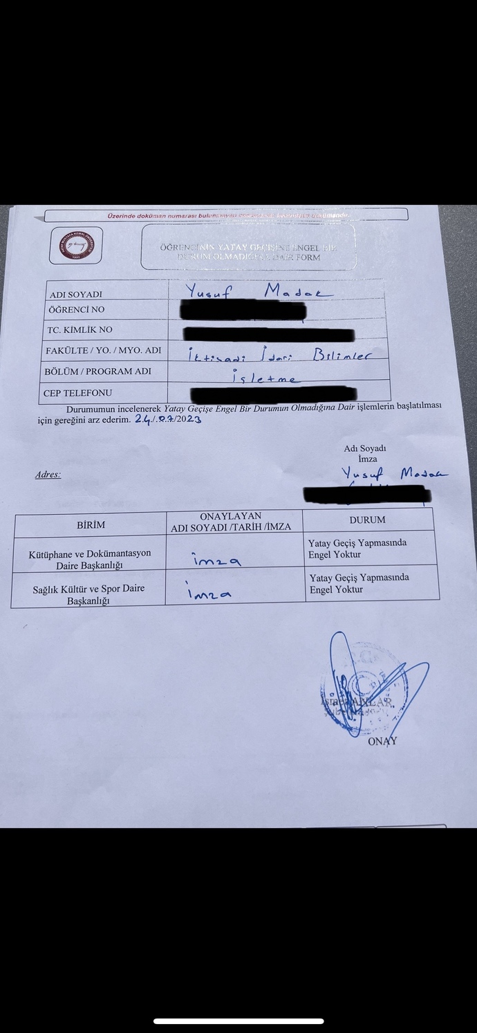 Adres yazmadım, yatay geçişime engel olur mu?