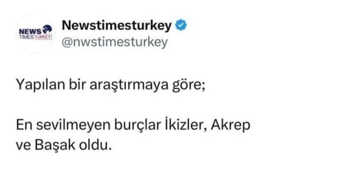 En sevilmeyen burçlar ikizler, akrep ve başak olmuş. 😂 Sizin burçlarınız neler?