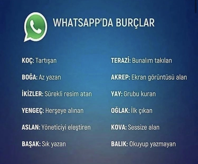 WhatsAppda burçlar! Katılmayan var mı?