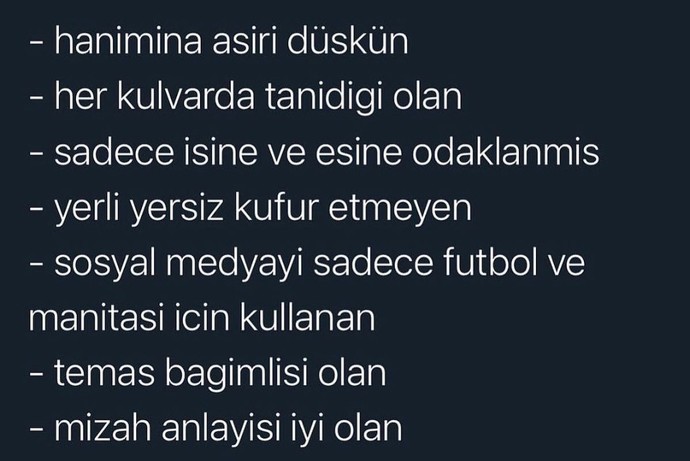 Sizlerin istediğiniz kriterler neler?
