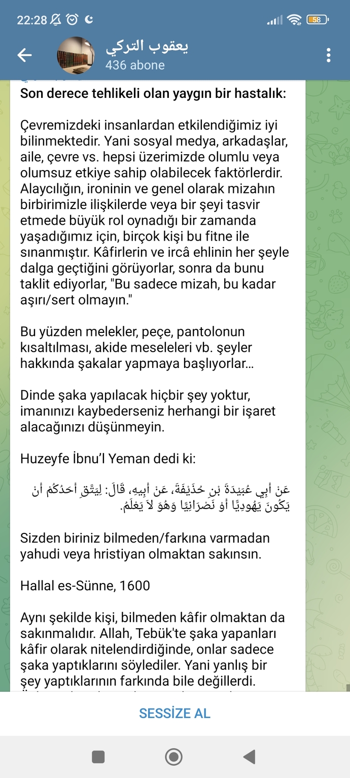 Benim telegram kanallarının ne zararı olabilir ya😂