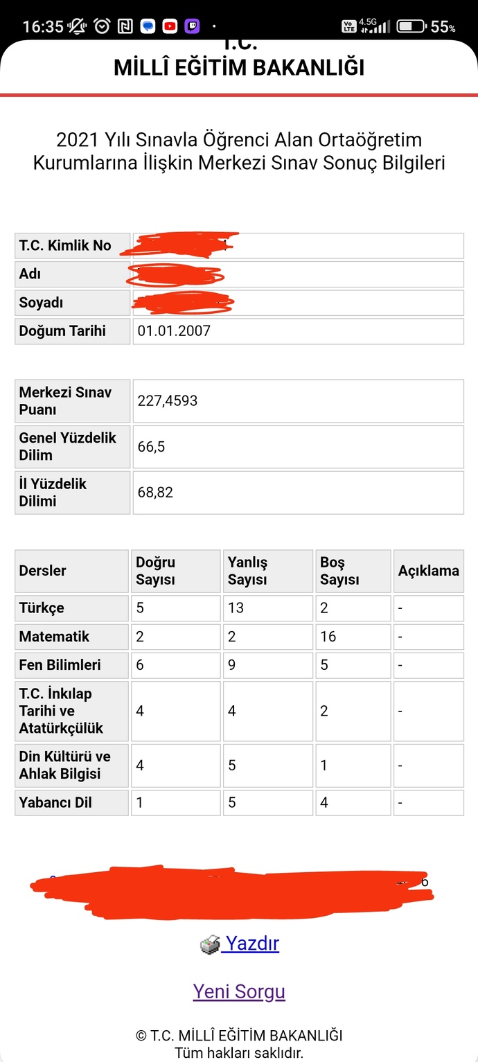 Kardeşimin. LGS sonucu iyimi?