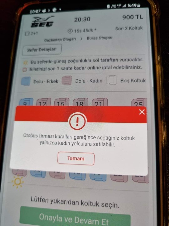 Otobüs firmaları neden bilet keserken kadın yolcu yanına erkek almıyor?