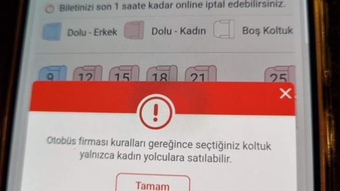 Otobüs firmaları neden bilet keserken kadın yolcu yanına erkek almıyor?