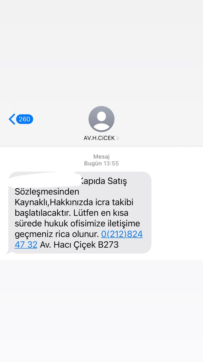 Kapıda satış sözleşmesi diye bana böyle bi mesaj geldi?
