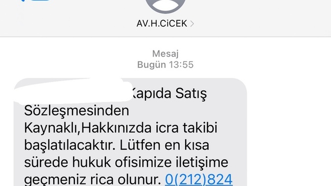 Kapıda satış sözleşmesi diye bana böyle bi mesaj geldi?