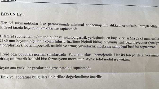 Boyun USG Sonucum? Yorumlayabilecek var mı?