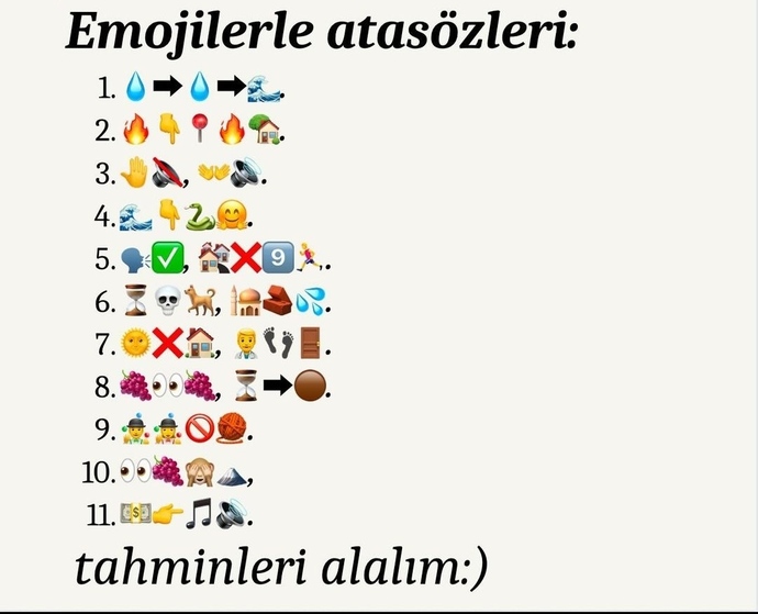 Emojilerle verilen atasözlerini tahmin edebilir misiniz?