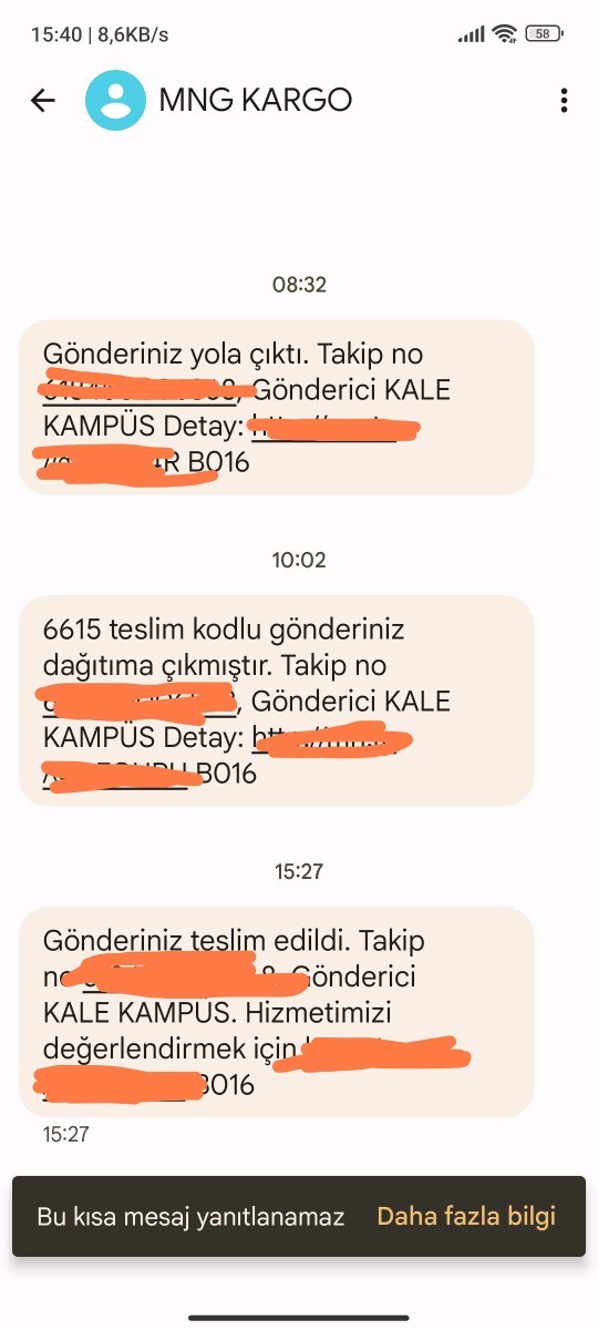 Ben bir şey sipariş etmedim neden böyle mesaj geliyor, bu ne?