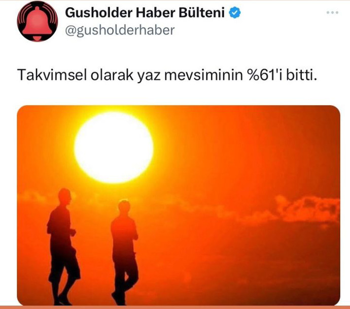 An itibariyle yaz mevsiminin yüzde 61i bitmiş. Sizin yüzde kaçınız bitik?