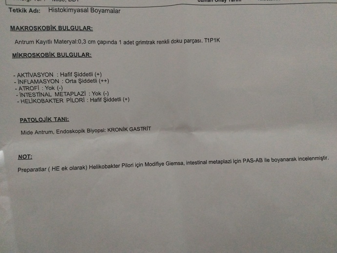 Anneme yapılan endoskopi sonrası patoloji için parça aldılar sonucunda