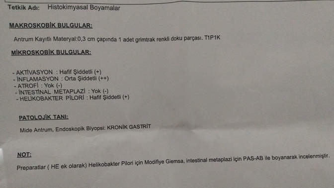 Anneme yapılan endoskopi sonrası patoloji için parça aldılar sonucunda ne çıkmış gözüküyor? henüz doktora gösteremedik?