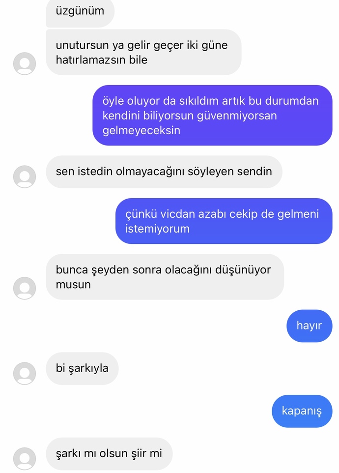 Kim ayrılmıs sizce ben mi o mu?