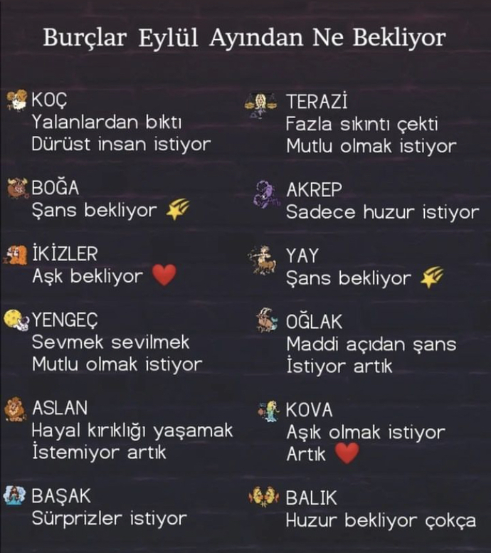 Burclar Eyl�l ayinda ne bekliyor