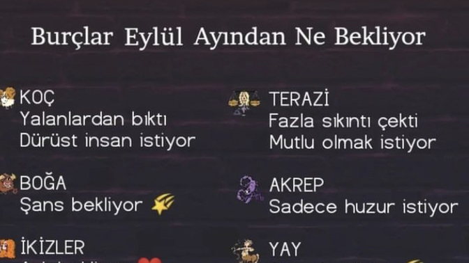 Burçlar Eylül ayından ne bekliyor?