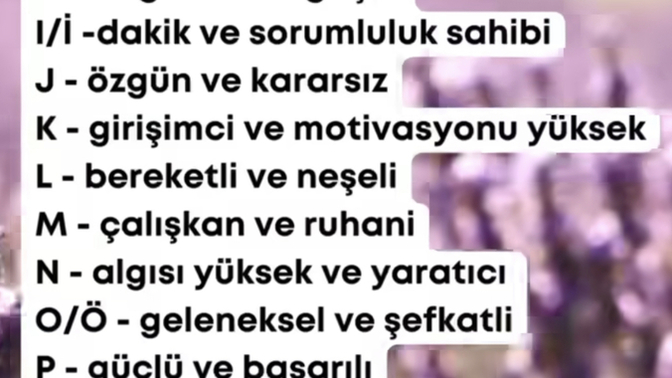 Adının son harfi hakkında ne anlatır?