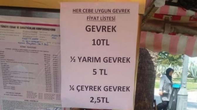 İzmir'de çeyrek gevrek 2.5 TL'den satılmaya başlandı. Ne düşünüyorsunuz?