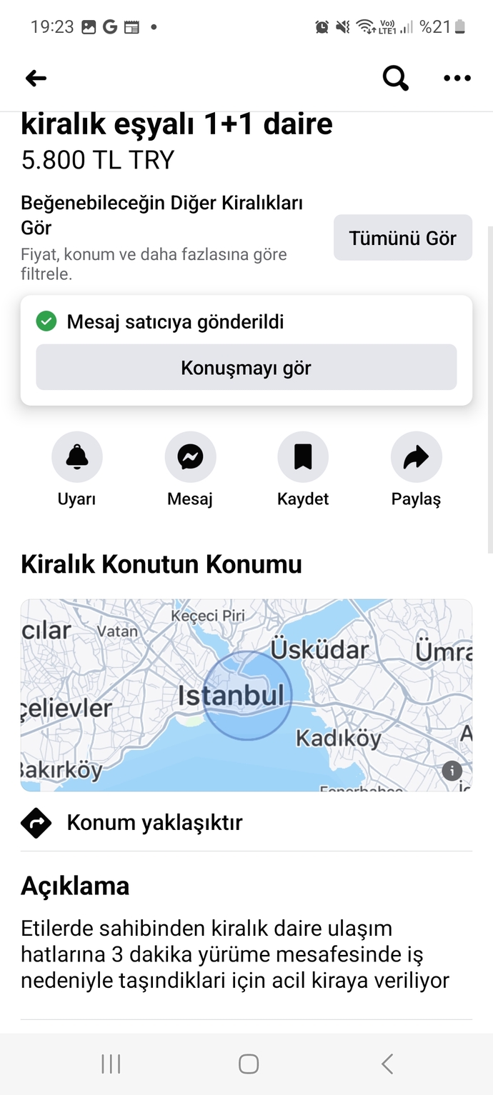 İstanbul Etilerde 5800 liraya guzel ev ilani gordum. Faceye koymuslar. Dolandirici midir?