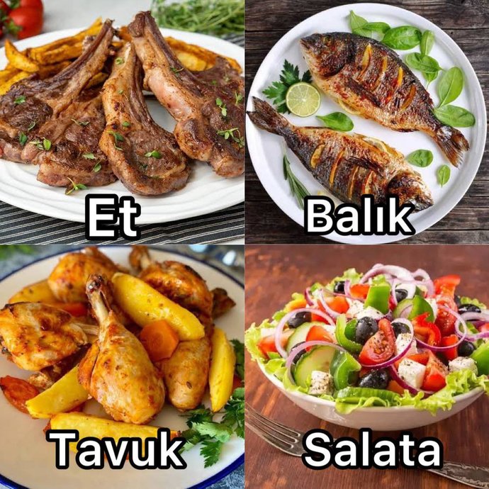Et, balık, tavuk, salata hangisi favori yemeğin?