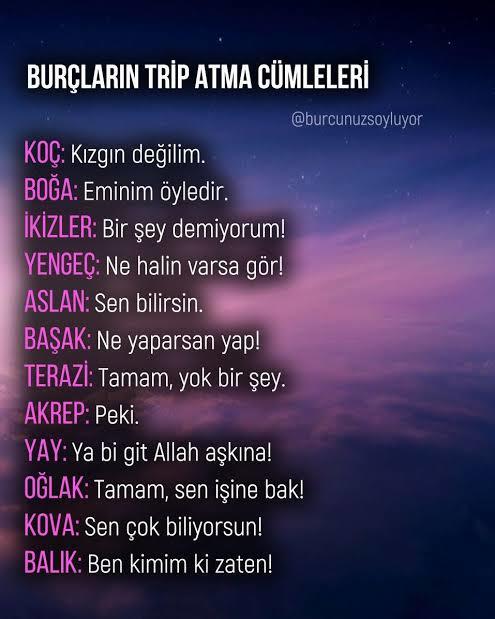 Burcunuza göre trip atma cümleniz neymiş 😂?