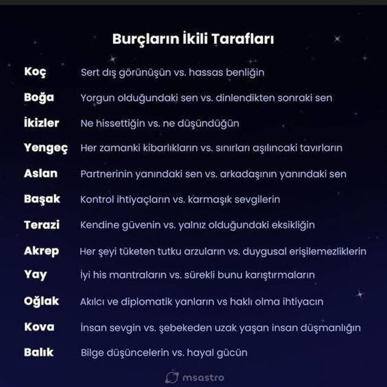 Burçların ikili tarafları nedir?