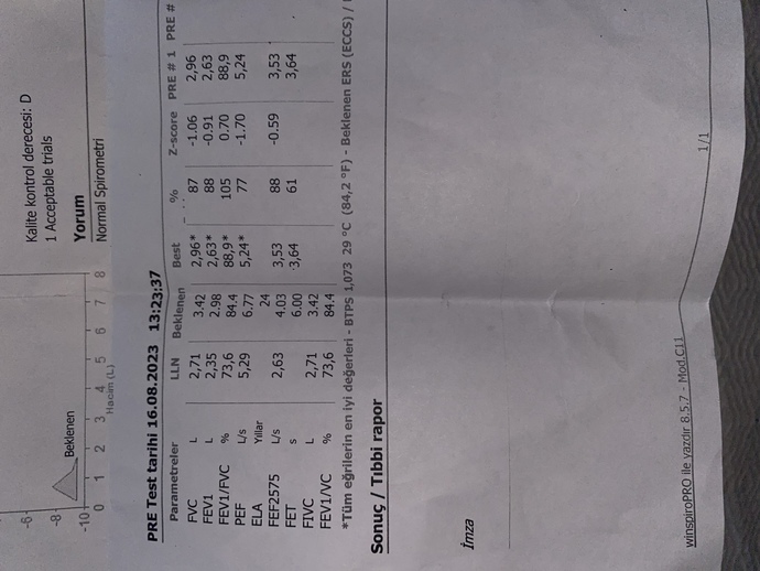 Solunum testi yaptırdım nefes darlığı için, anlayan var mı?