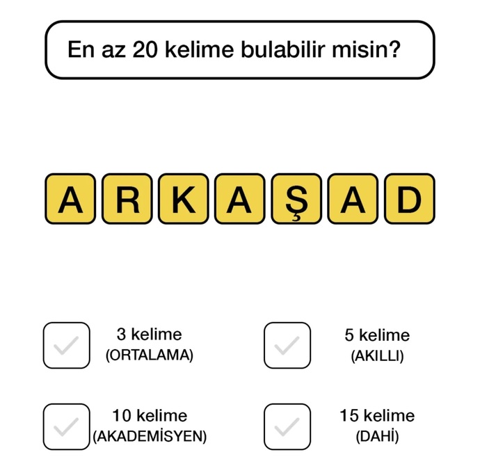 Görseldeki resimde en az 20 kelime bulabilir misin?