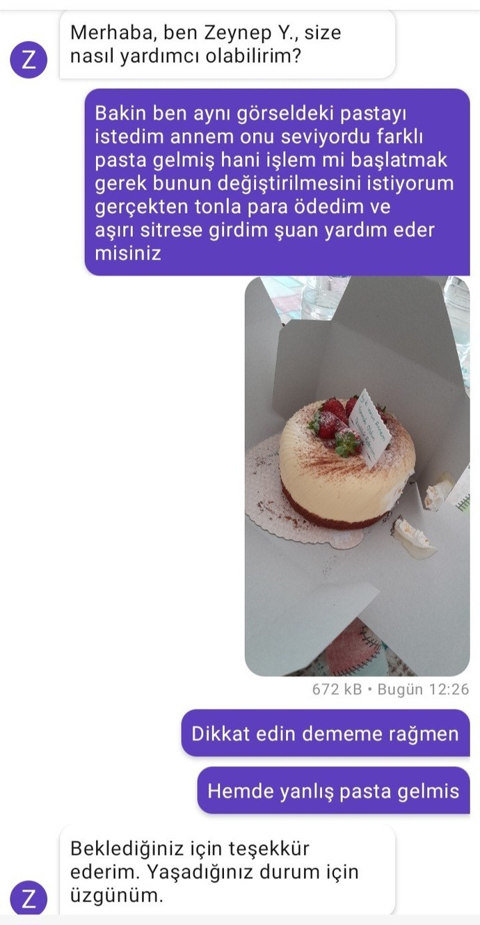 Böyle bir olay yaşandı pastayı çöpe atmam mi gerek yemem mi gerek iade oldu parası?