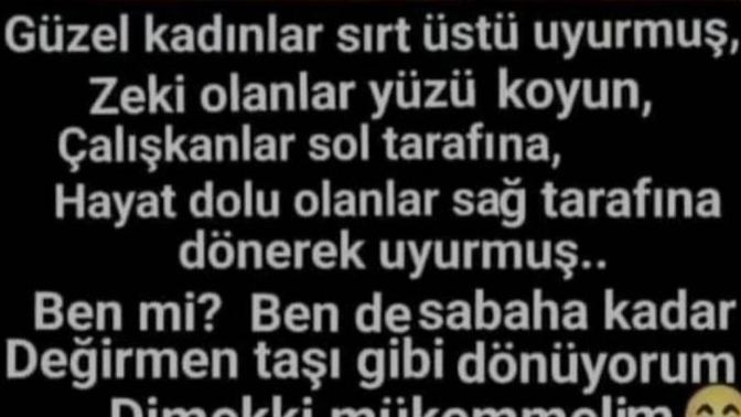Uyurken hangi tarafa dönüp uyursunuz😂?