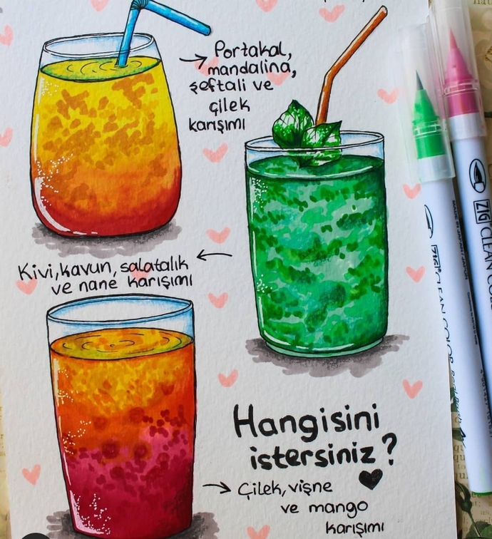 Çizimimdeki içeceklerden hangisini seçerdiniz?