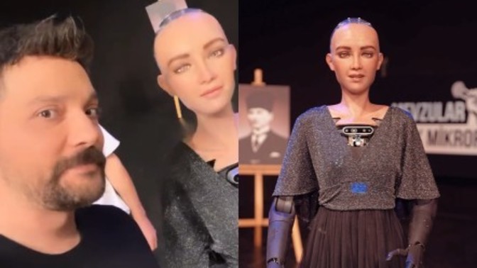 Dünya vatandaşlığı alan ilk yapay zeka robot Sophia, Oğuzhan Uğur'un Mevzular Açık Mikrofon programına konuk oldu. İzleyecek misiniz?