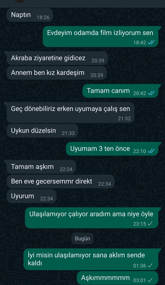 Sevgilimle yazışmam bu ilk kez böyle oldu aradım ulaşamadım nasıl tepki vereyim cevap yazınca?