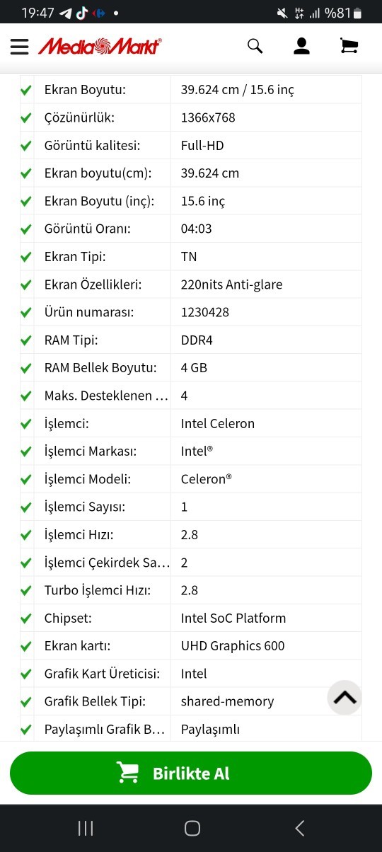 Laptop alcam. Bu özellikler nasıl sizce?
