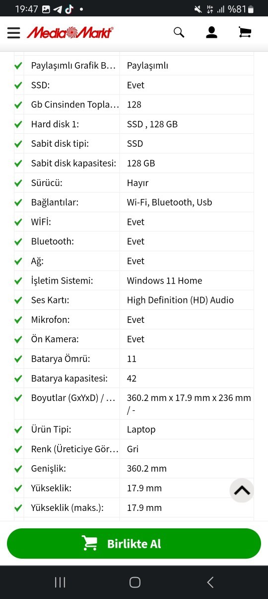 Laptop alcam. Bu özellikler nasıl sizce?