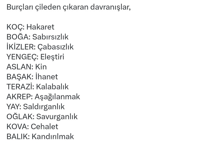Burçlara göre sizi çileden çıkaran davranışlar nelerdir?