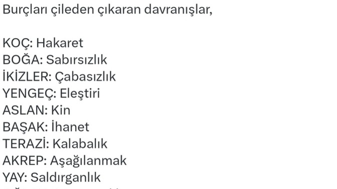 Burçlara göre sizi çileden çıkaran davranışlar nelerdir?