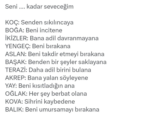Burcunuza göre ne zamana kadar seversiniz?