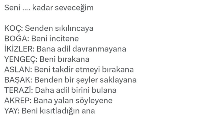 Burcunuza göre ne zamana kadar seversiniz?