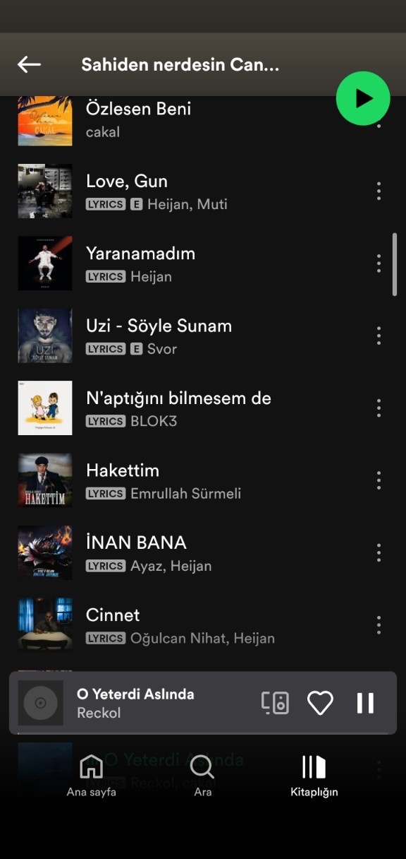 Spotify listelerinizde neler var?