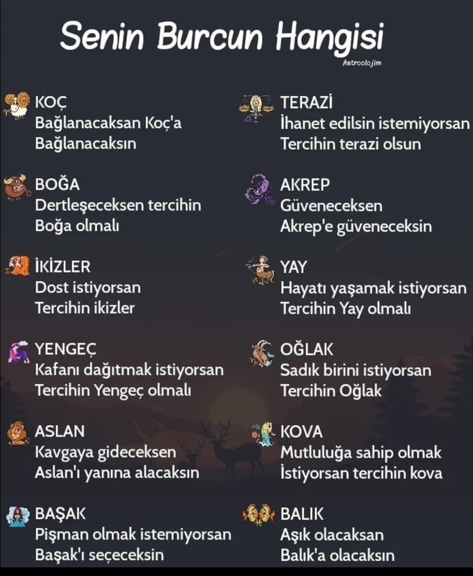 Senin burcun hangisidir?