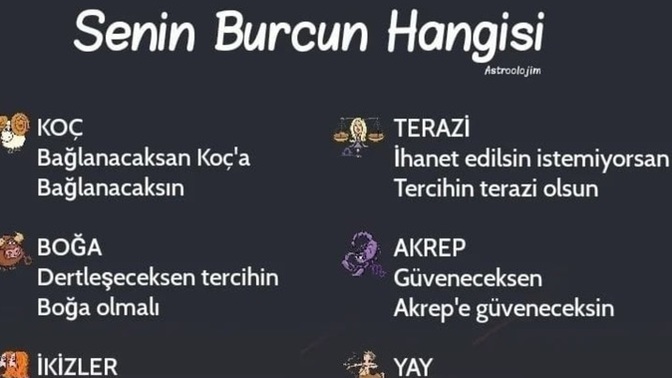 Senin burcun hangisidir?